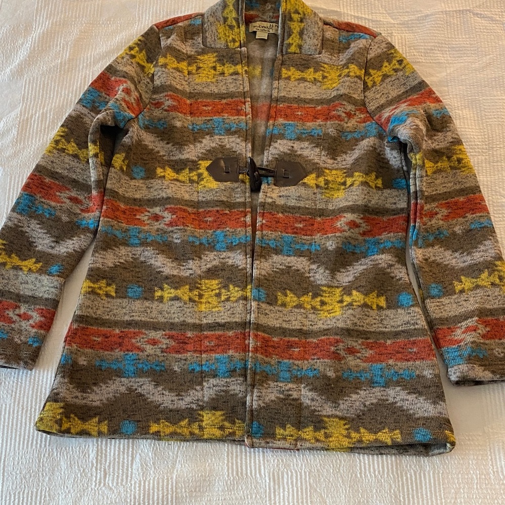 ONE WORLD Multicolor Patterned Cardigan